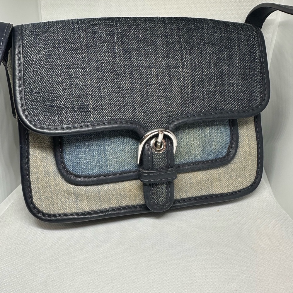 Michael Kors Denim Crossbody Shoulder Bag in Faded Denim colors.